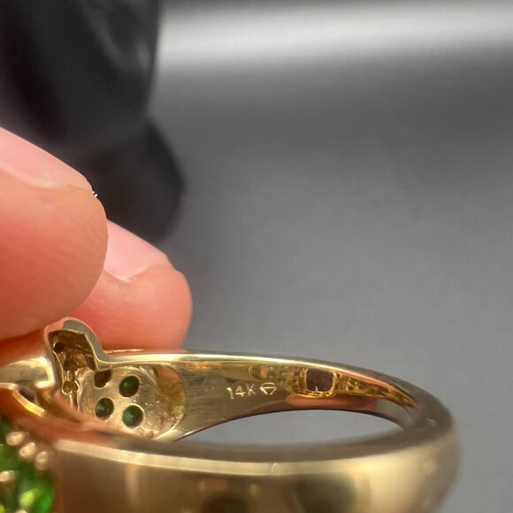 14k Gold ring, Amethyst Diamond, and Peridot Statement Ring, Size 7 - Picture 9 of 11